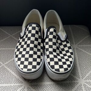 Vans Platform Classic Slip-On Checkerboard Sneakers - Black/White